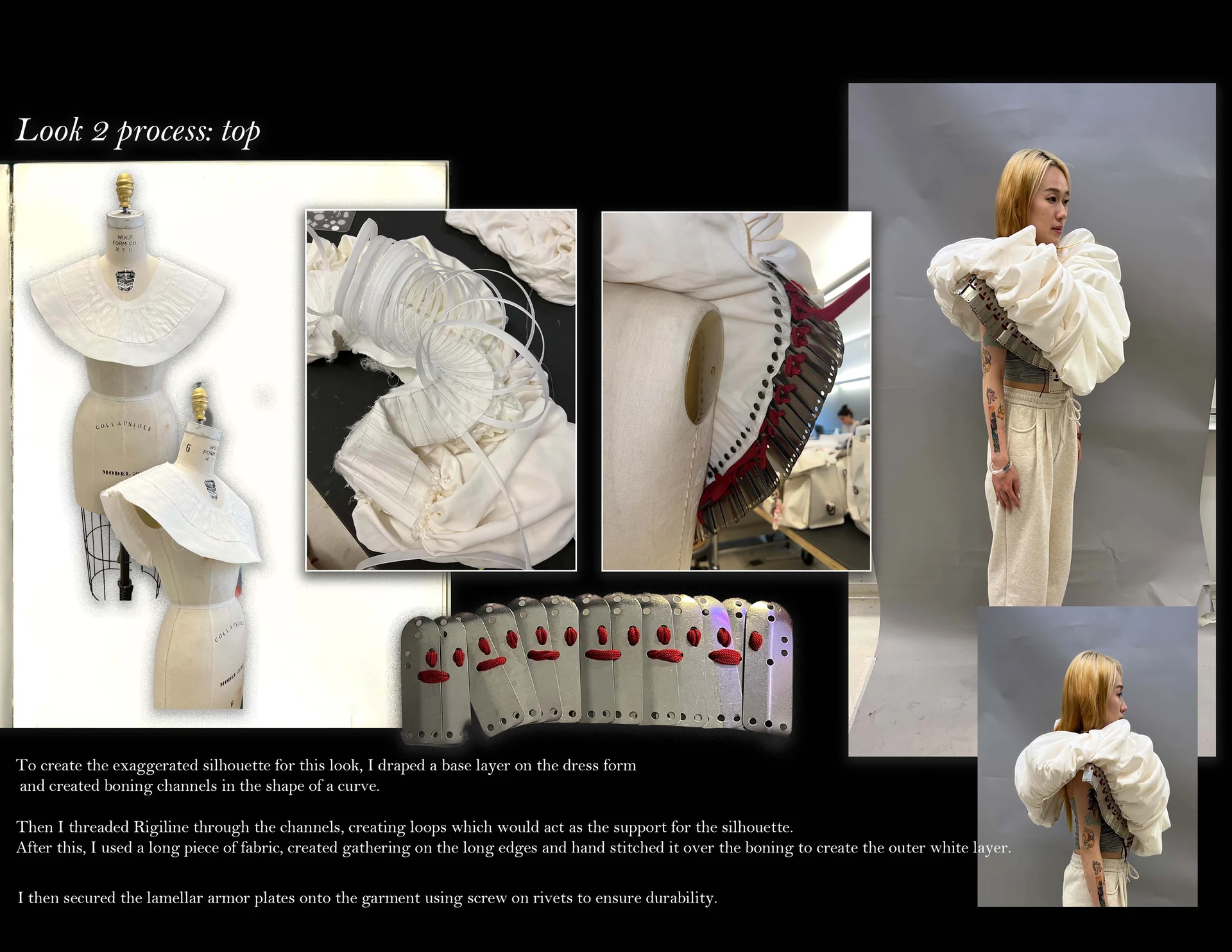 At Nightfall Look 2 sculptural ruff collar construction process