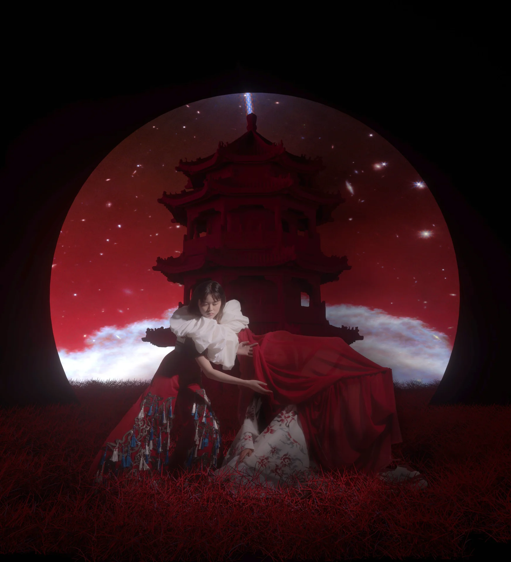 Red pagoda fashion artwork