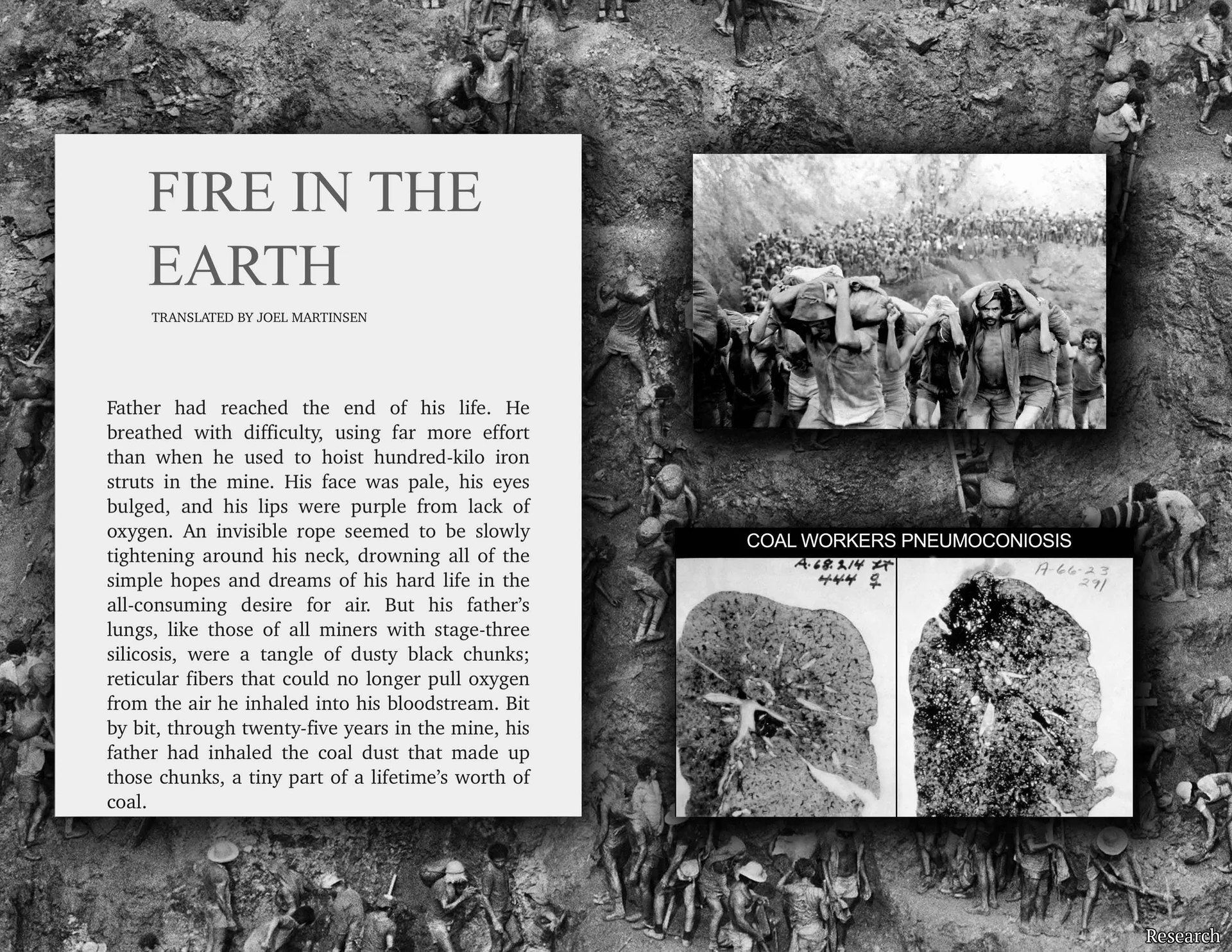 Fire in the Earth and coal miners pneumoconiosis research board