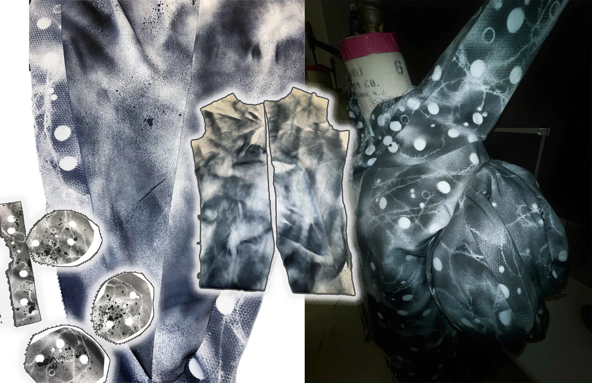 Printed pattern pieces and Inhalation garment sewing process