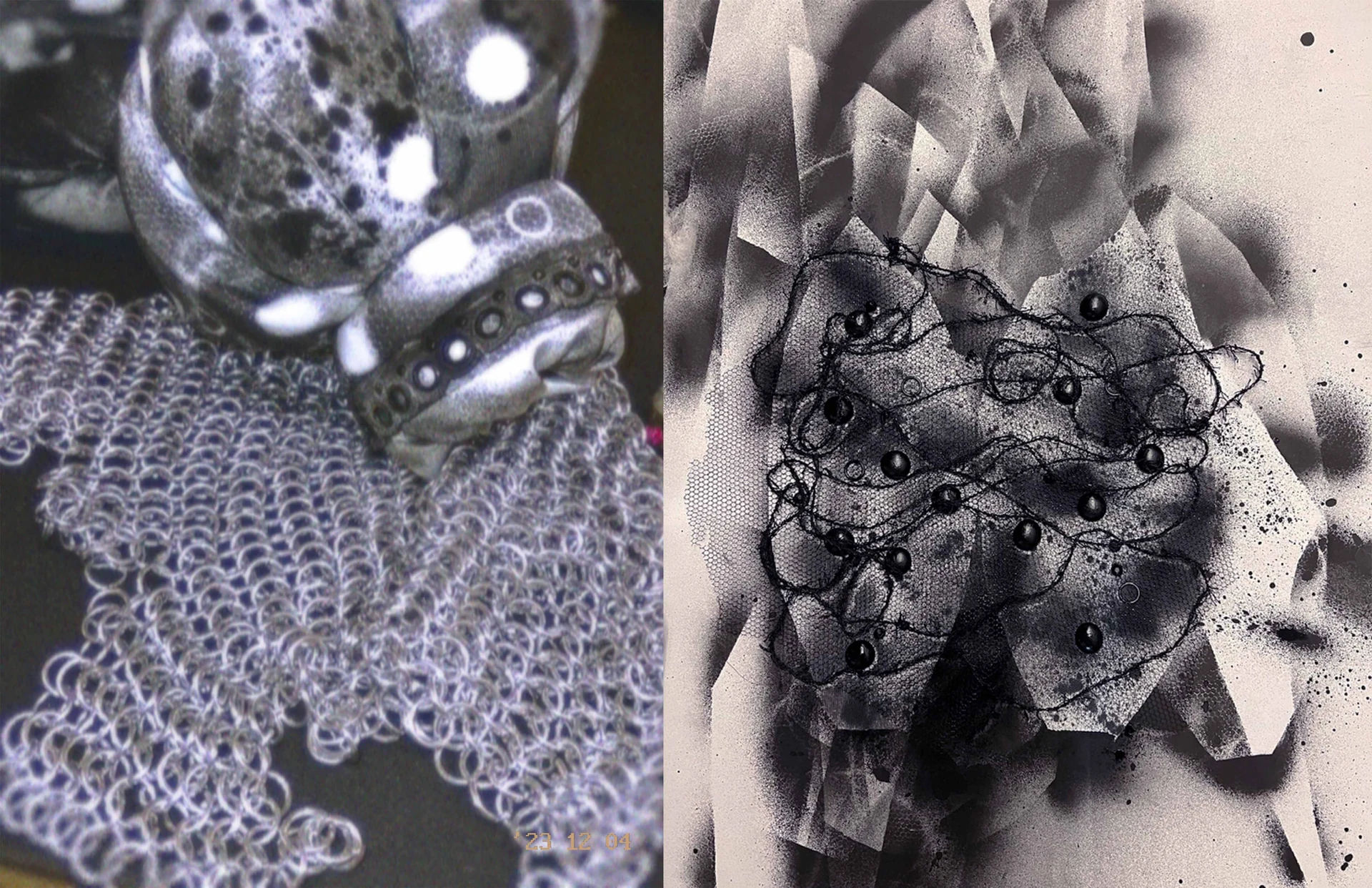 Spray-painted fabric and chainmail material development process